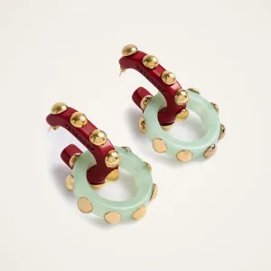 Double Hoop Earrings Solid Mint