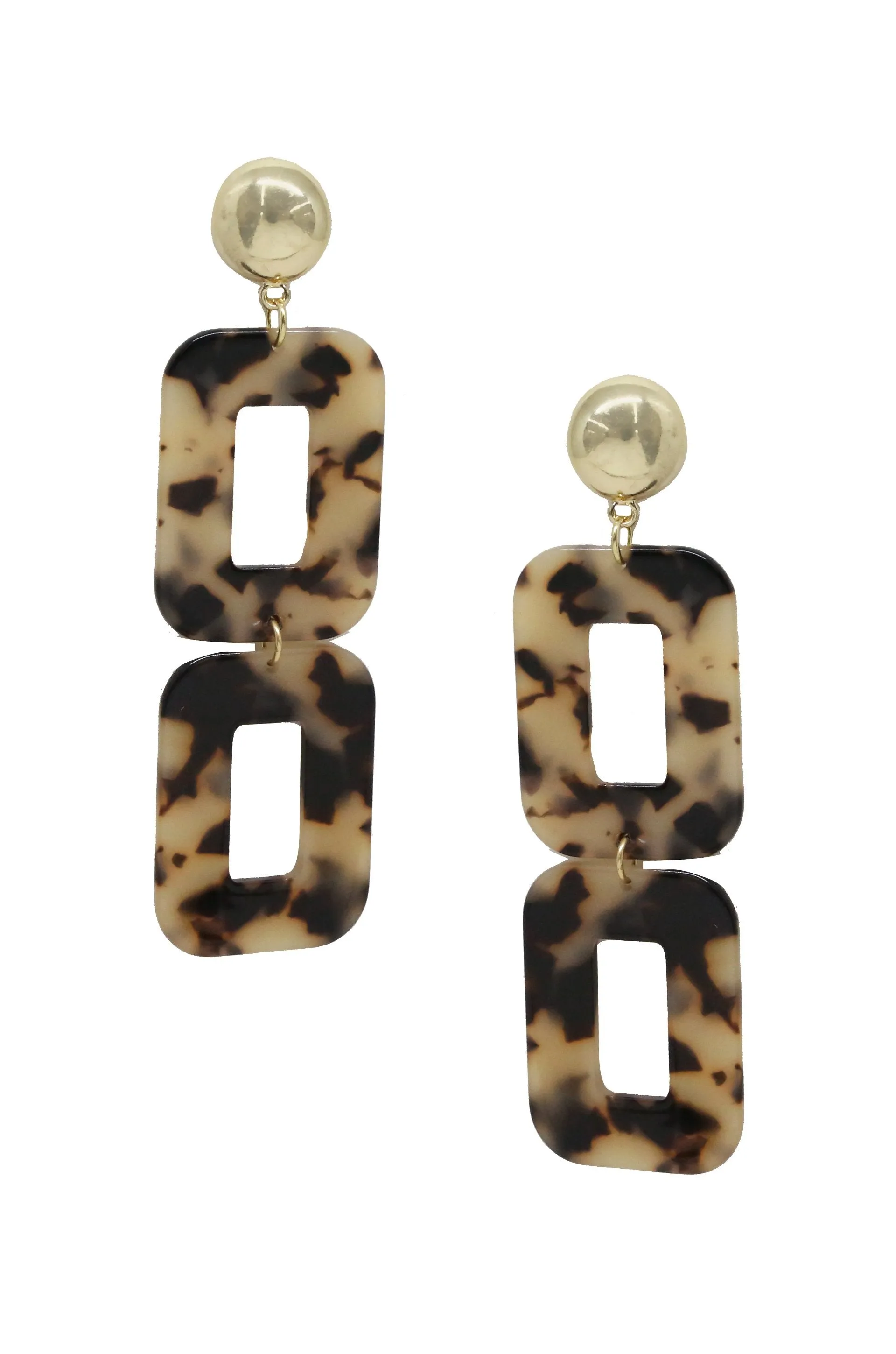 Double Square Tortoise Resin & Earrings