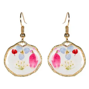 Dried Flower Round Earrings
