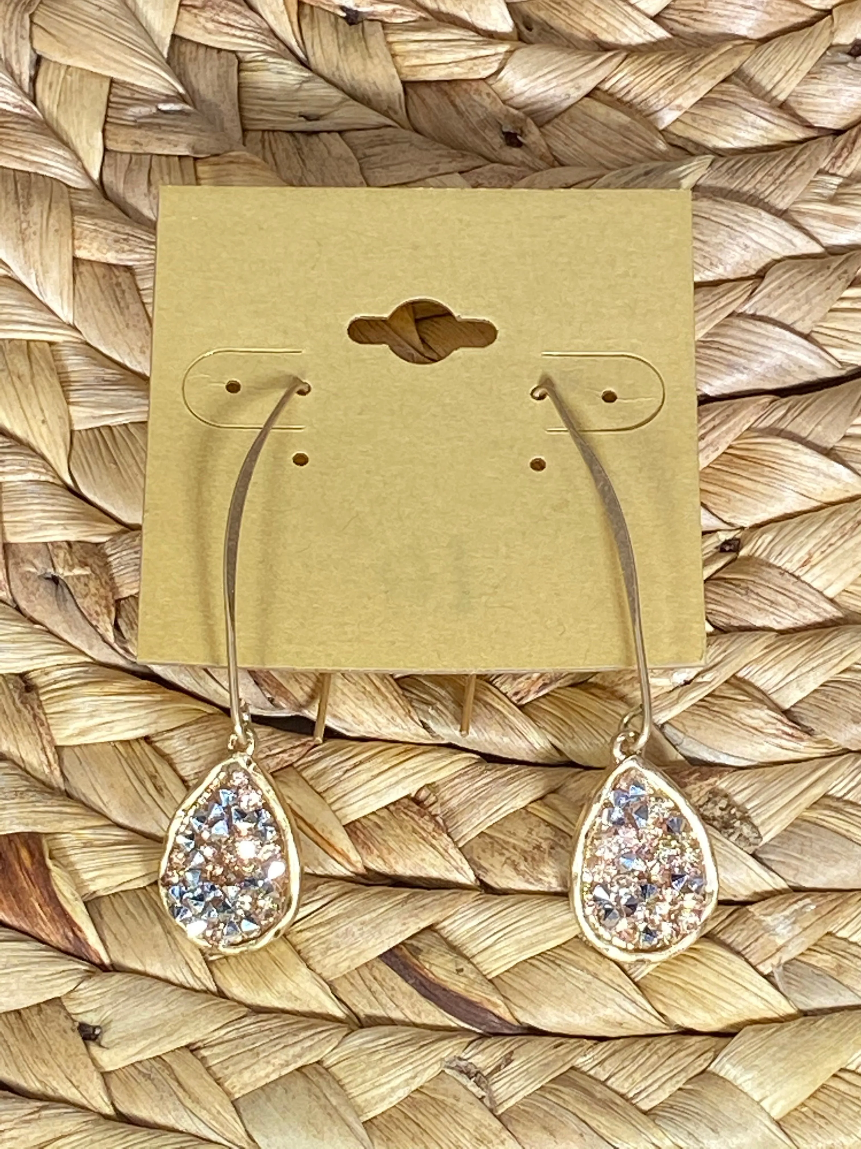 Druzy Teardrop Dangle Earrings