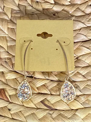 Druzy Teardrop Dangle Earrings