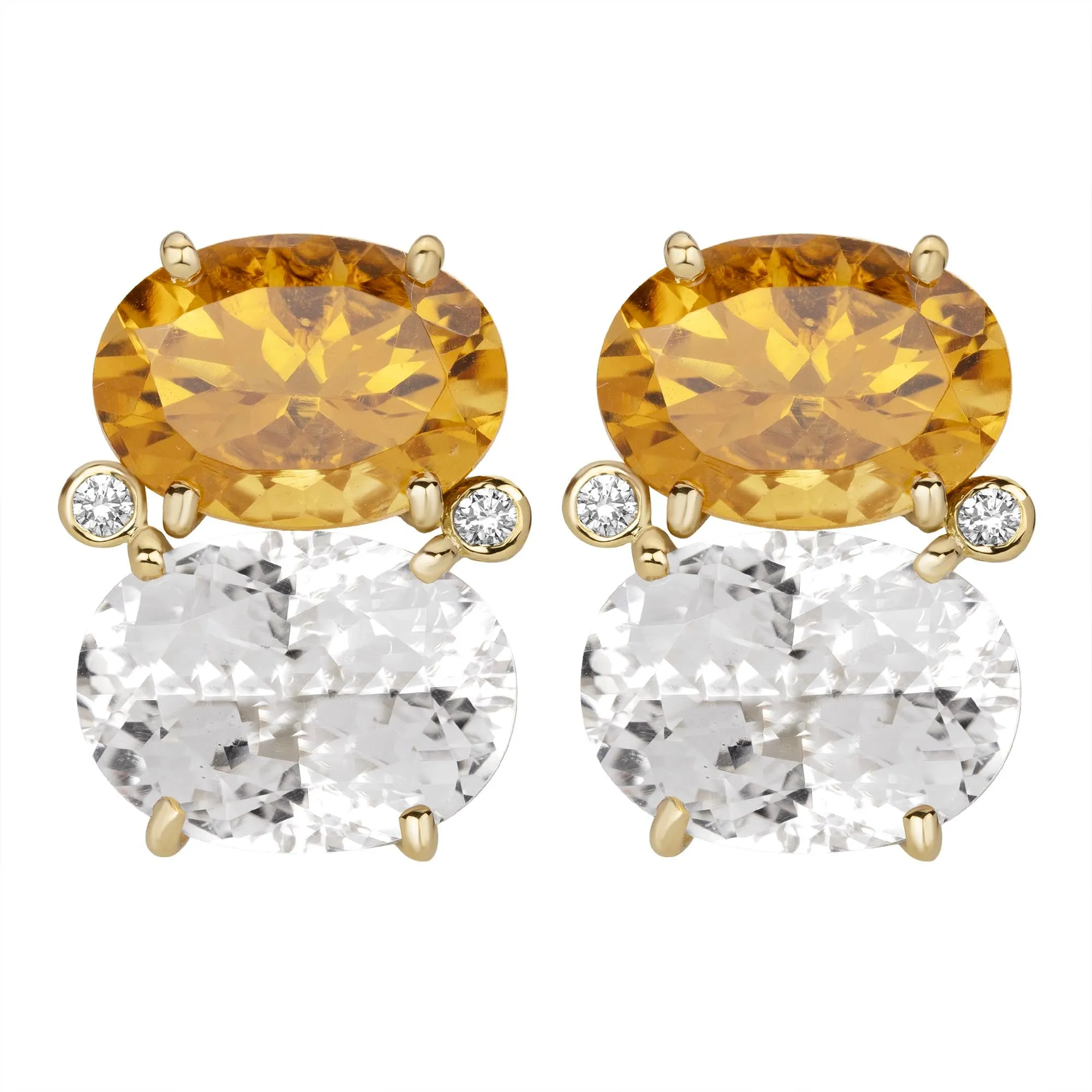 Earrings - Citrine, Crystal And Diamond