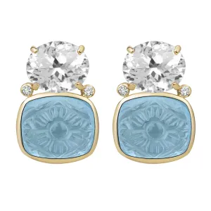 Earrings - Crystal, Blue Topaz And Diamond (2382B)