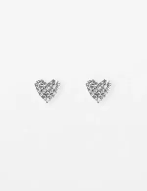 Earrings Crystal Heart - Silver