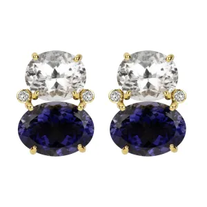 Earrings - Crystal, Iolite And Diamond