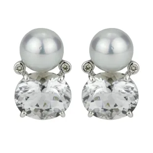 Earrings - Crystal, South Sea Pearl And Diamond