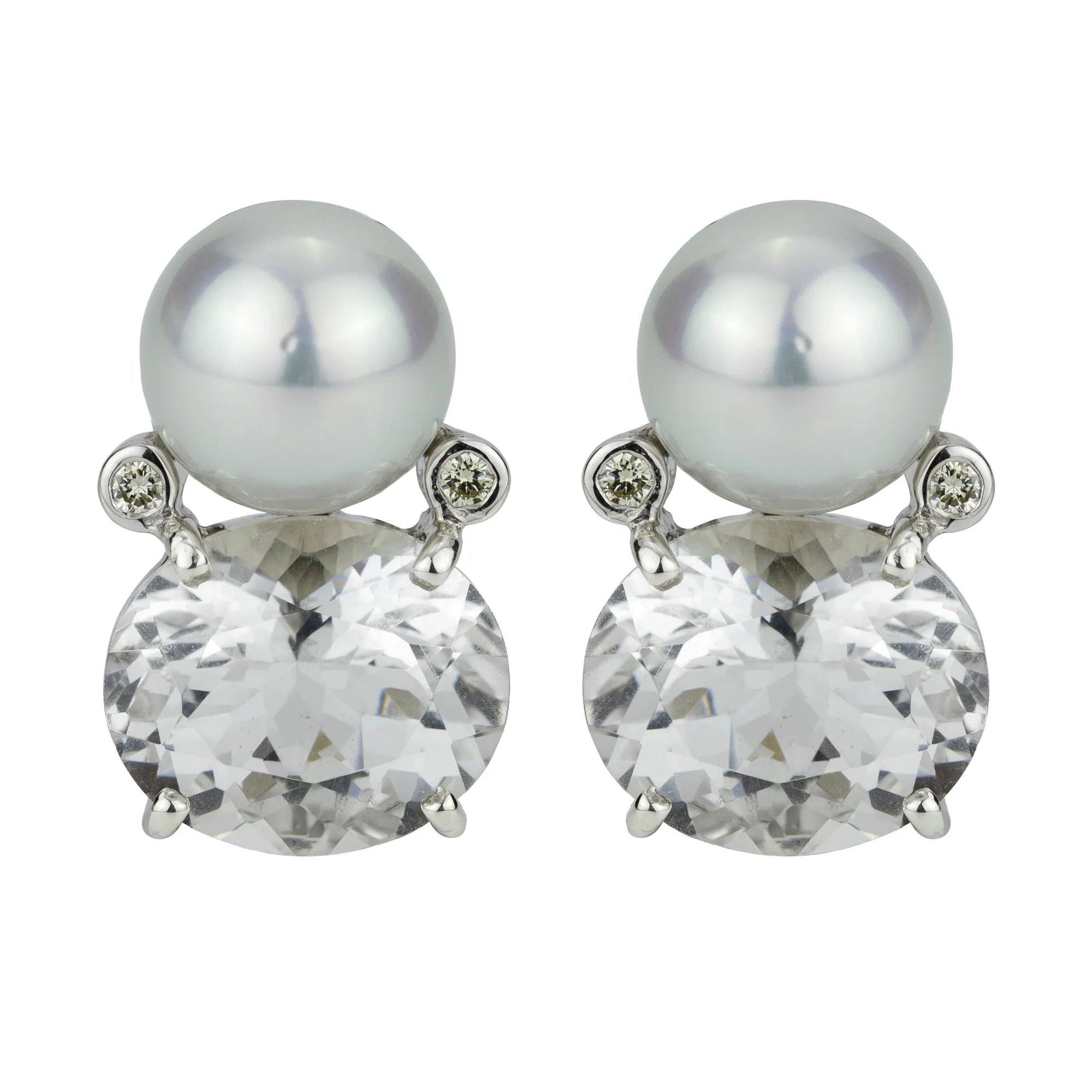 Earrings - Crystal, South Sea Pearl And Diamond