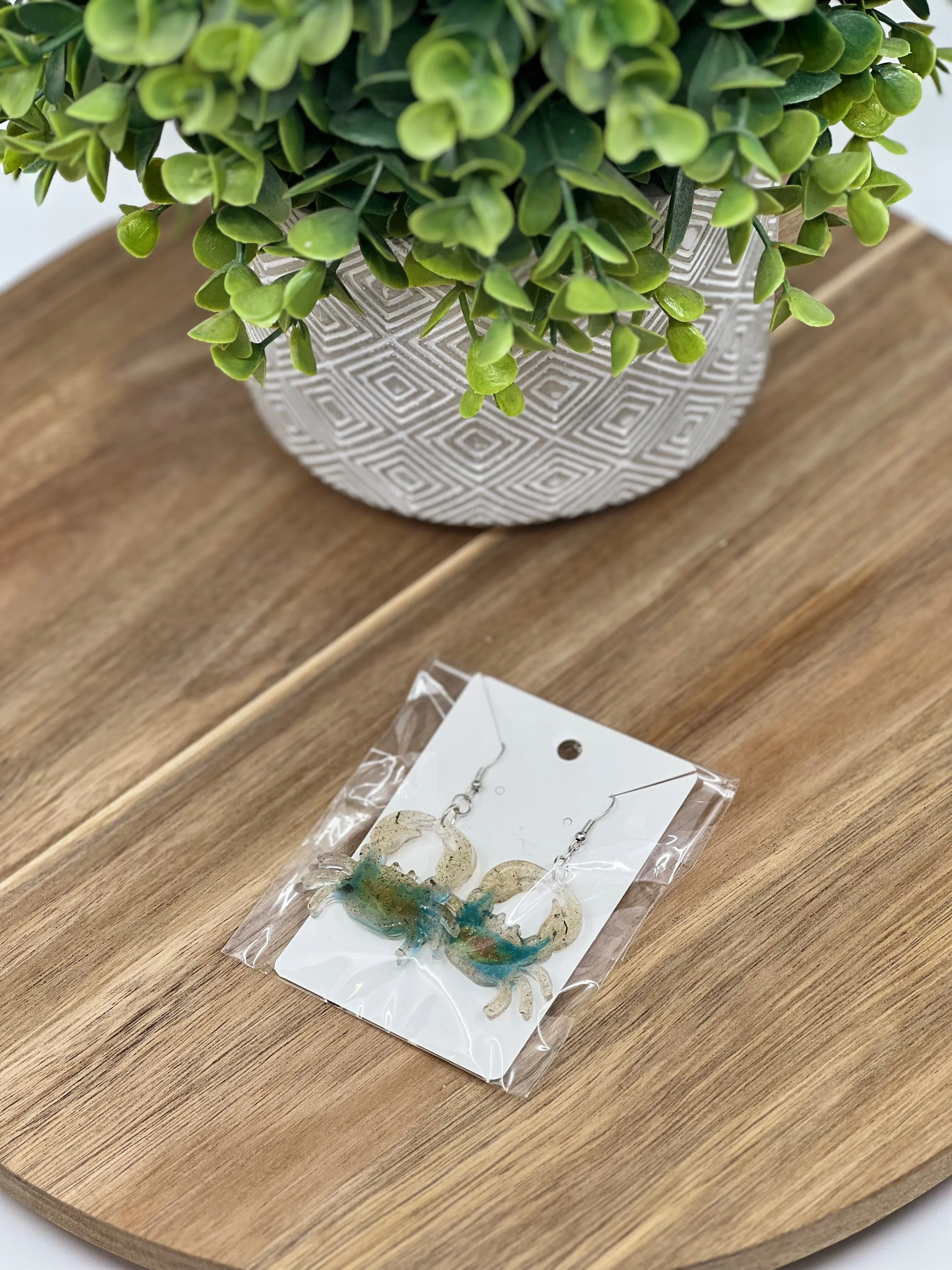 Earrings - Real OBX Sand in Resin Crab Earrings