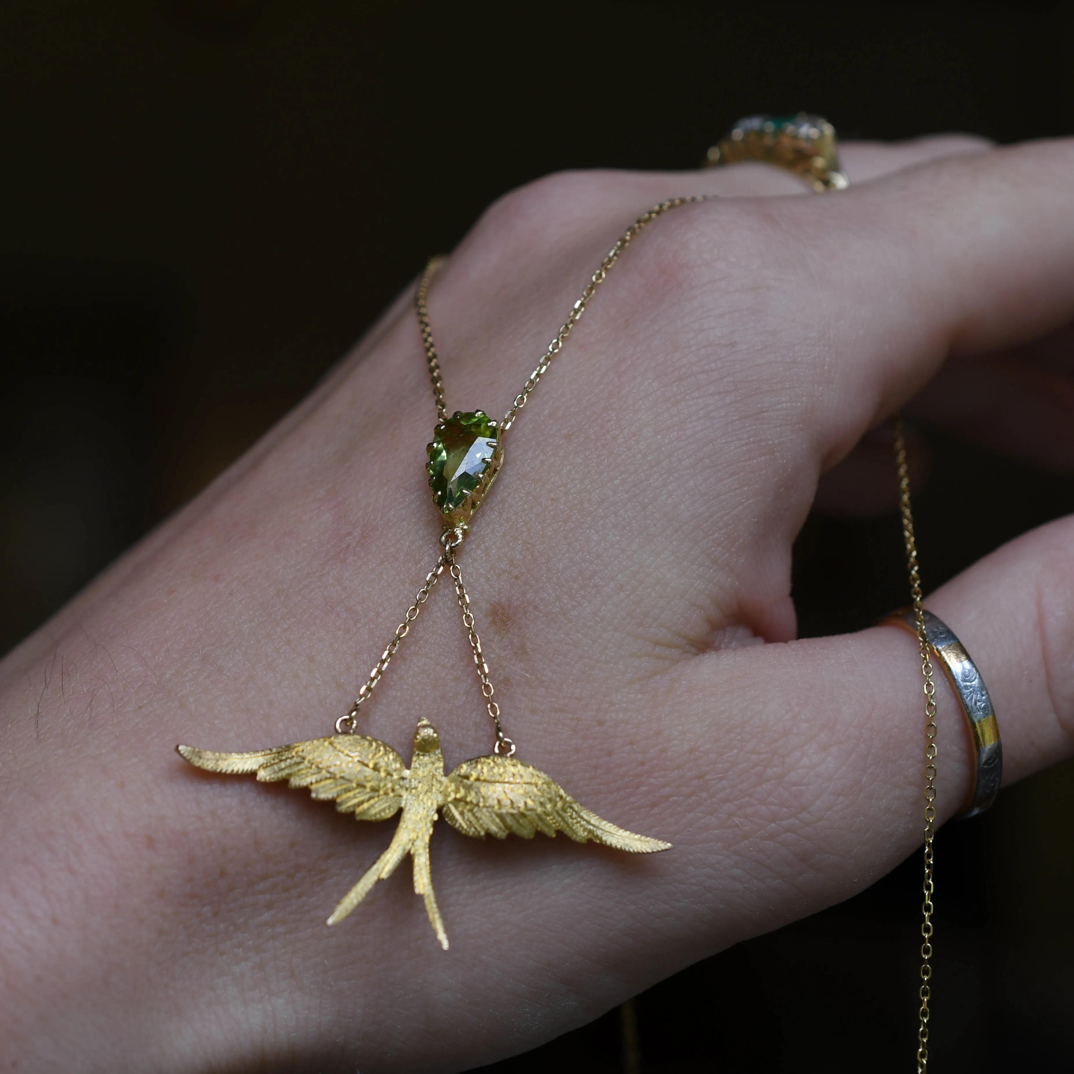 Edwardian Peridot Swallow Necklace