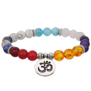 Elastic Rope Color Natural Stone Bracelet Seven Chakras Yoga Dance Beaded Beads