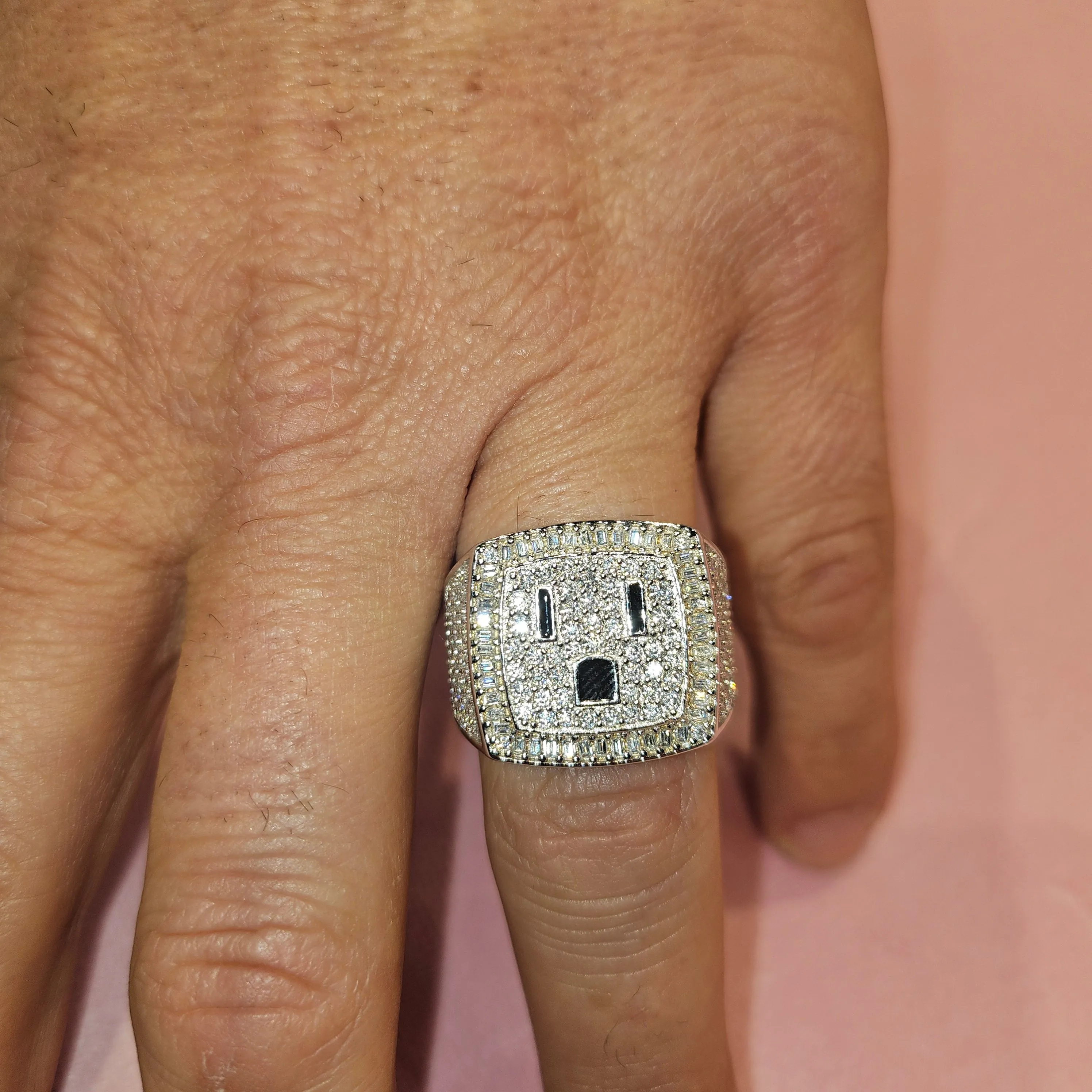 Electric Elegance: Plug-Inspired Lab-Created Moissanite Silver Ring - M103429