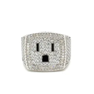 Electric Elegance: Plug-Inspired Lab-Created Moissanite Silver Ring - M103429