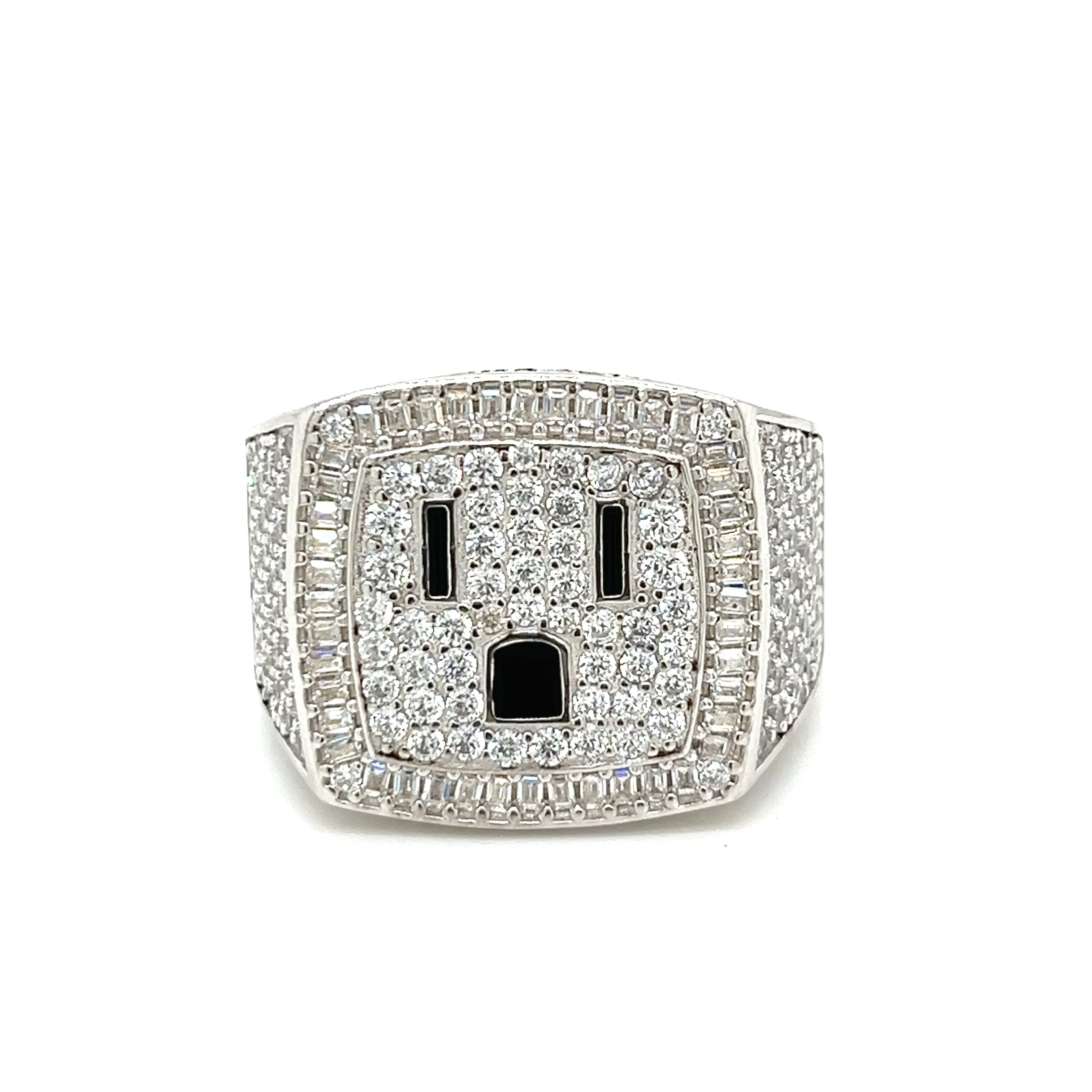 Electric Elegance: Plug-Inspired Lab-Created Moissanite Silver Ring - M103429