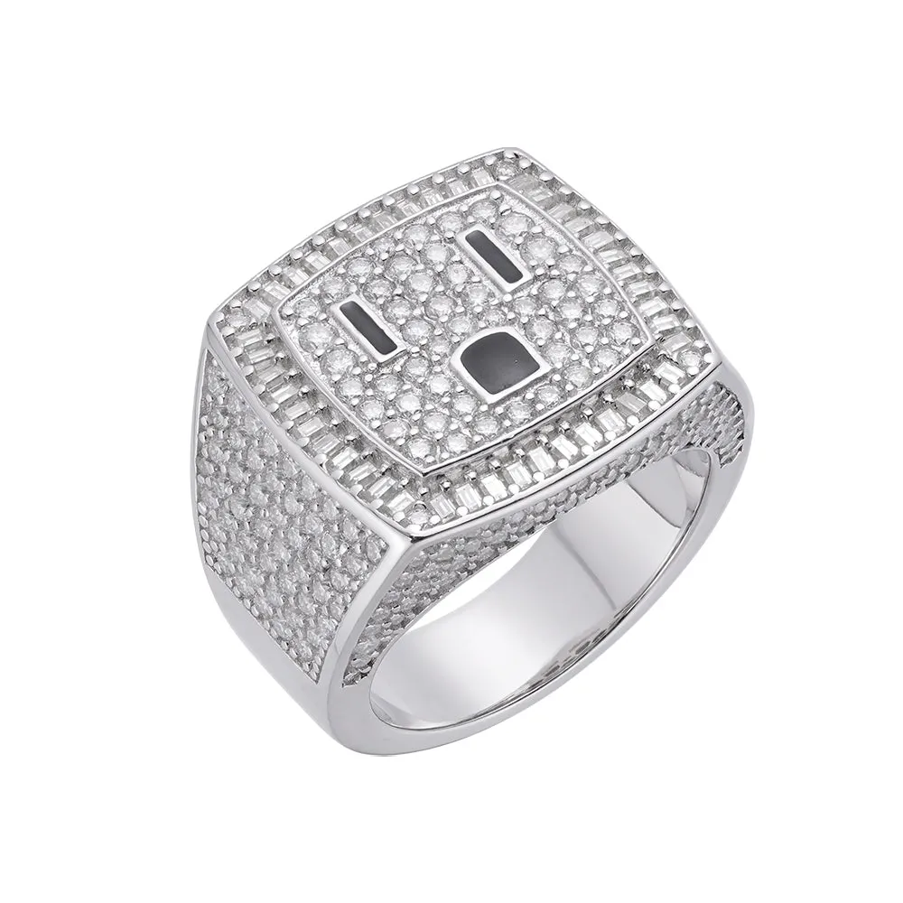 Electric Elegance: Plug-Inspired Lab-Created Moissanite Silver Ring - M103429