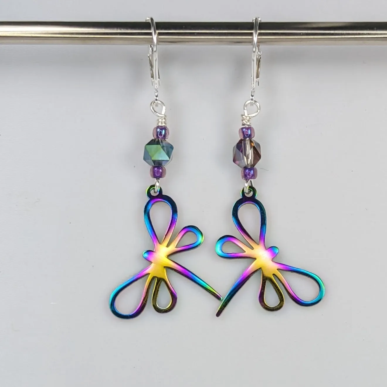 Electrified Stainless Steel Dragonflies Earrings