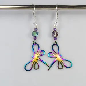 Electrified Stainless Steel Dragonflies Earrings