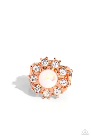 Elite Enchantment - Copper (Shiny) White Rhinestone Petal Ring
