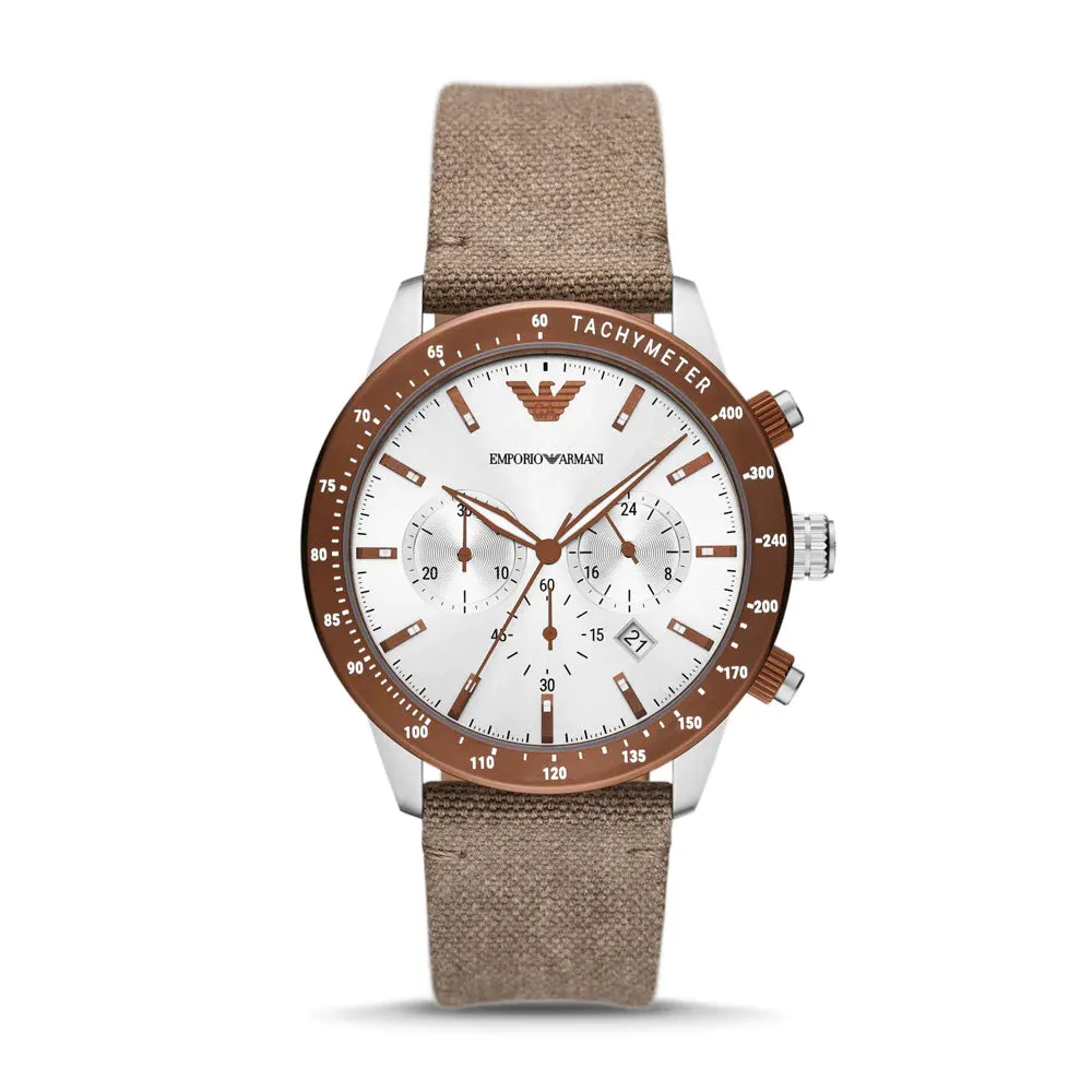 Emporio Armani Chronograph Gray Fabric Men's Watch