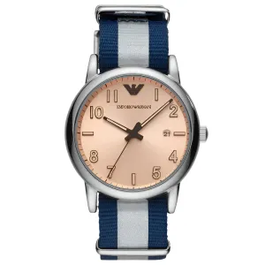 EMPORIO ARMANI Luigi Two-Tone Fabric Beige Dial Quartz Watch for Gents - AR11212