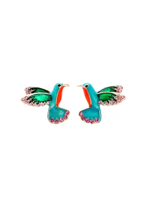 Enamel Colorful Inlaid Drill Bird Earrings