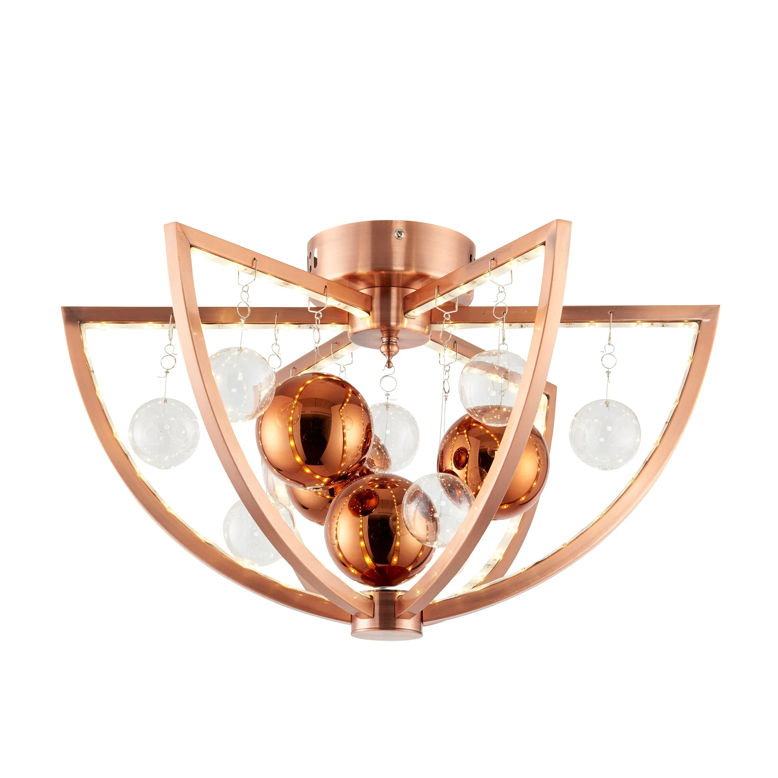 Endon MUNI-CO-F Muni 1lt Flush Copper plate with clear & copper glass 6.3W LED tape module (SMD 2835) Warm White
