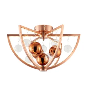 Endon MUNI-CO-F Muni 1lt Flush Copper plate with clear & copper glass 6.3W LED tape module (SMD 2835) Warm White