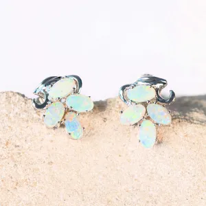 'Evelyn' Crystal Opal Earrings 14ct White Gold