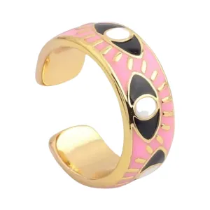 Evil Eye Band Ring Light Pink