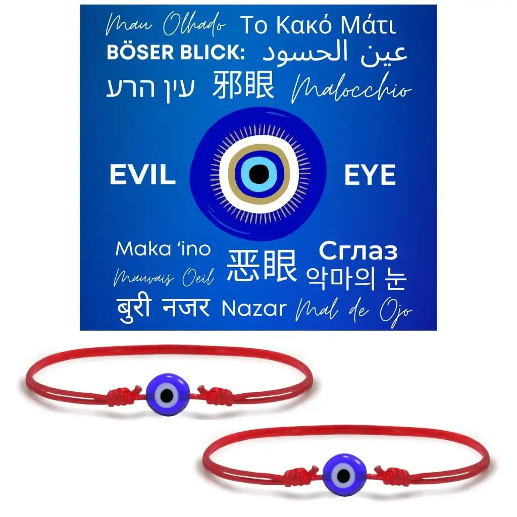 Evil Eye Bracelet Set - Adjustable Protection Talisman for Good Luck