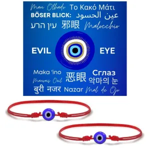Evil Eye Bracelet Set - Adjustable Protection Talisman for Good Luck