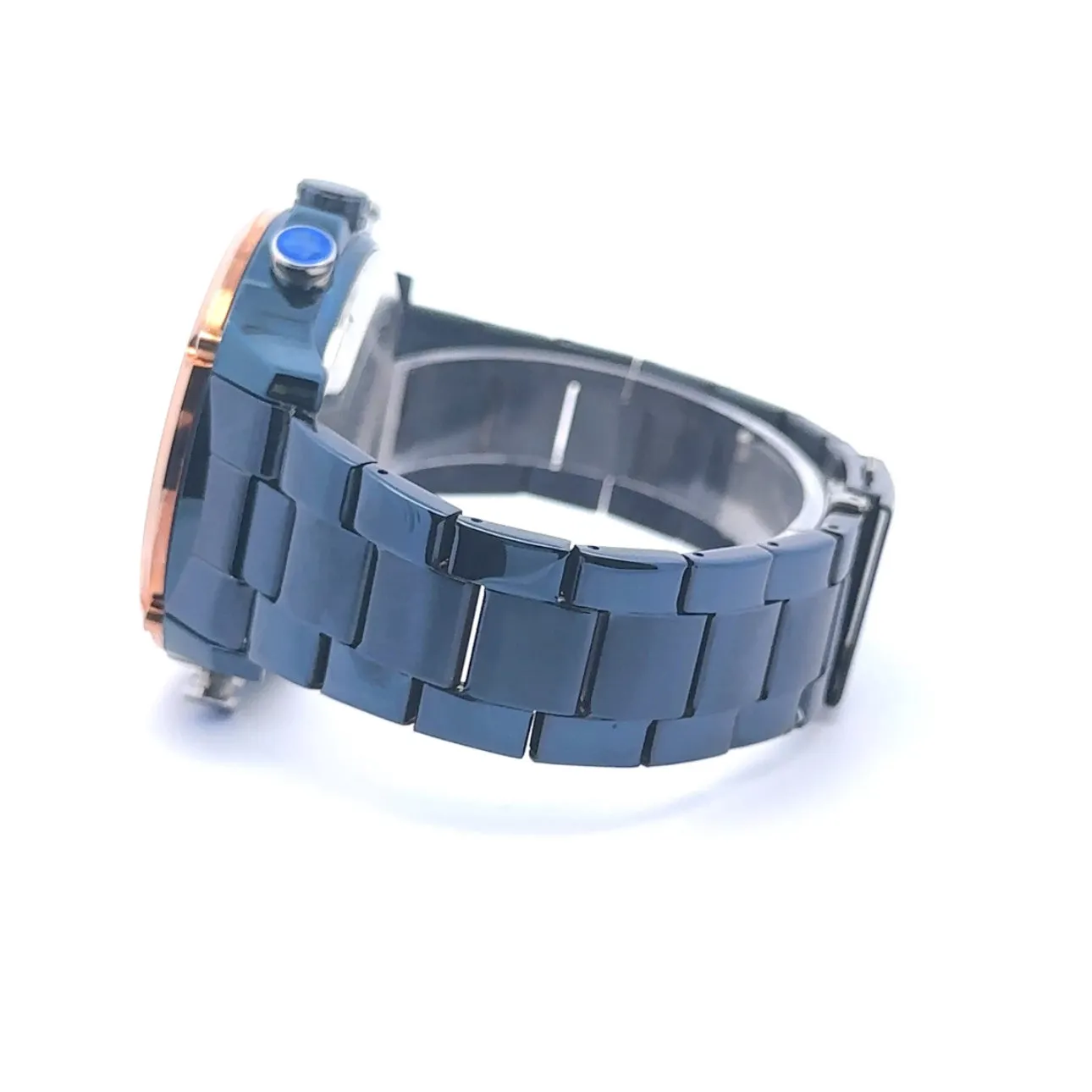 EVOCATIVE METAL BACK RHODIUM GREEN STAINLESS ICED OUT WATCH I 5516322