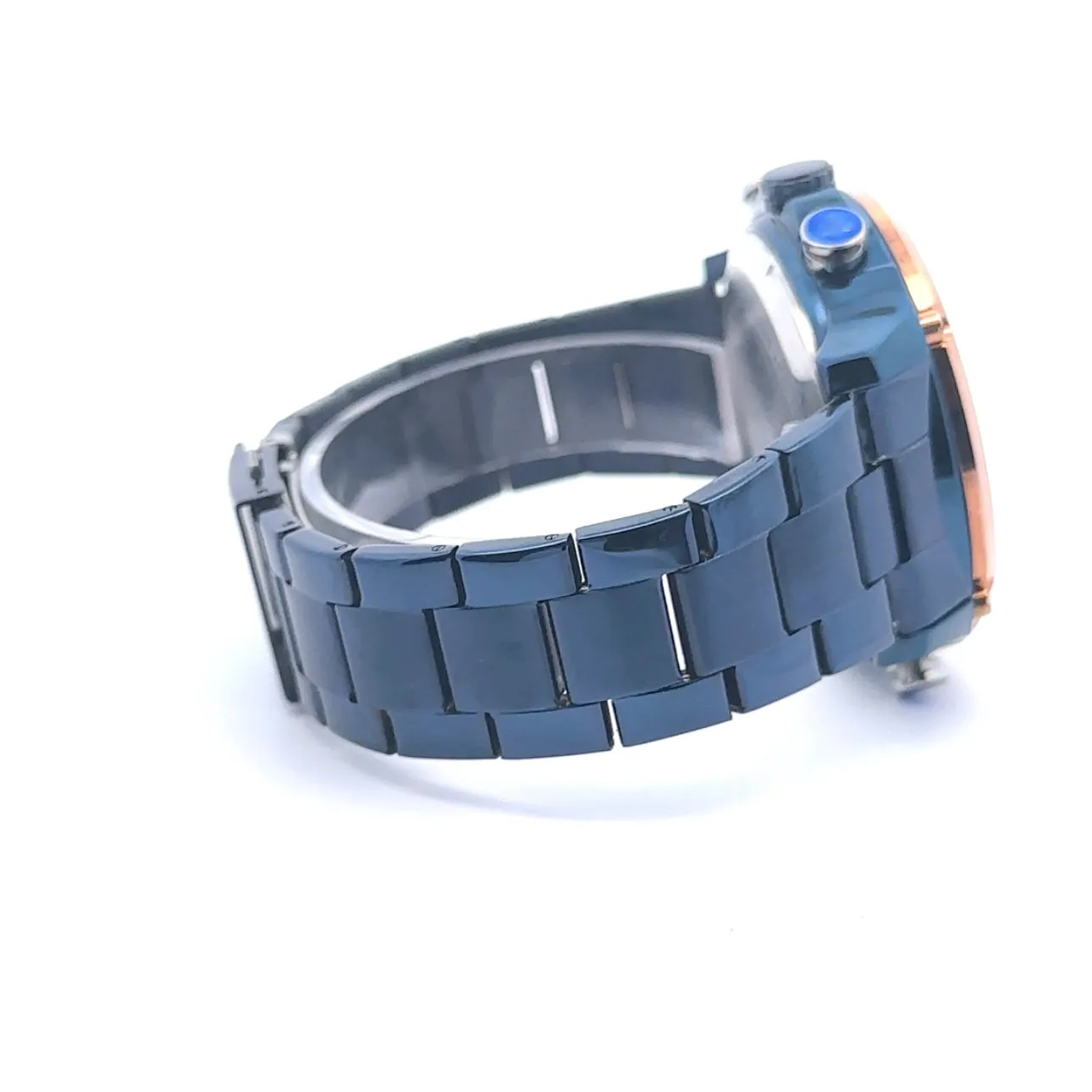 EVOCATIVE METAL BACK RHODIUM GREEN STAINLESS ICED OUT WATCH I 5516322