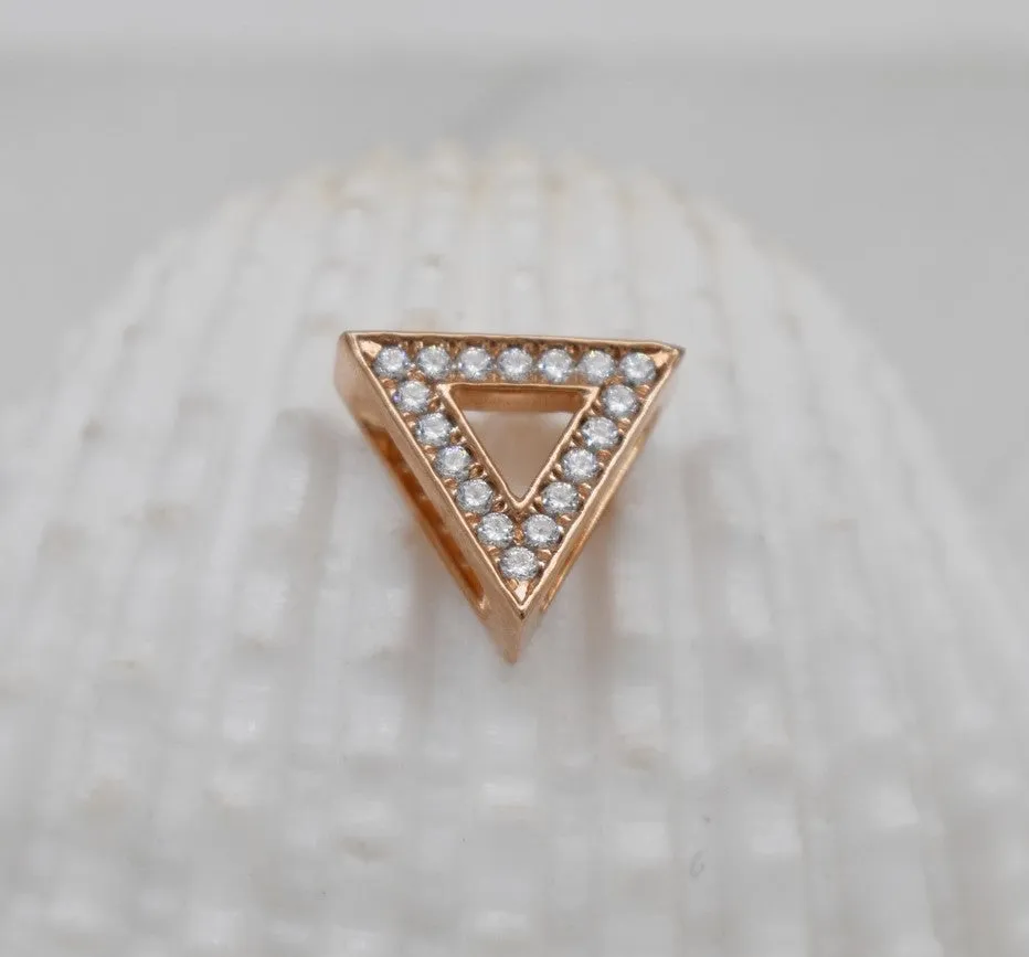 EXQUISITE REAL DIAMOND NECKLACE | TRIANGLE DIAMOND TRILLION MINIMALIST NECKWEAR | 14K SOLID ROSE GOLD | VS/SI I-J COLOR PENDANT | APRIL BIRTHSTONE|