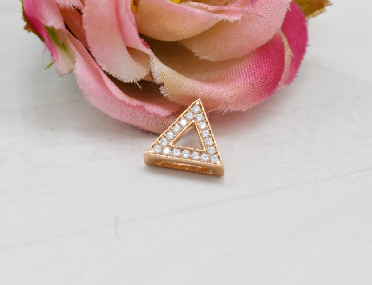 EXQUISITE REAL DIAMOND NECKLACE | TRIANGLE DIAMOND TRILLION MINIMALIST NECKWEAR | 14K SOLID ROSE GOLD | VS/SI I-J COLOR PENDANT | APRIL BIRTHSTONE|