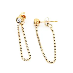 Ezzy Crystal Stud Chain Drop Earrings