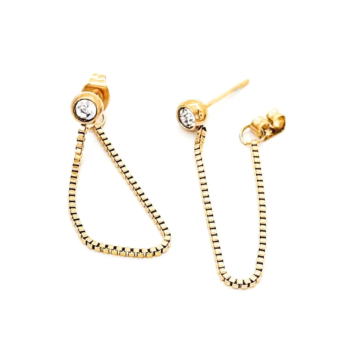 Ezzy Crystal Stud Chain Drop Earrings