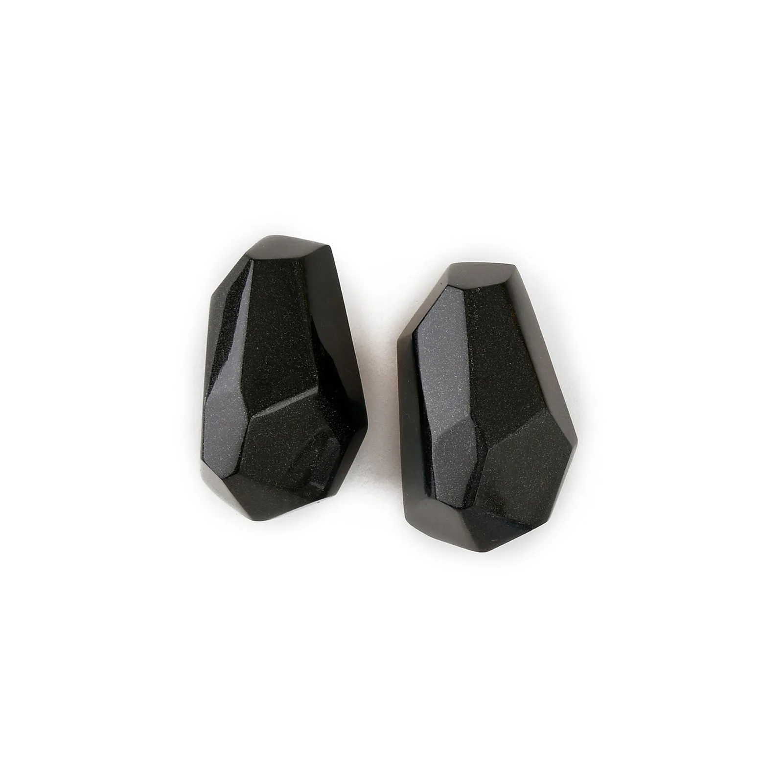 FACETED FREEFORM STUD EARRINGS BLACK RESIN