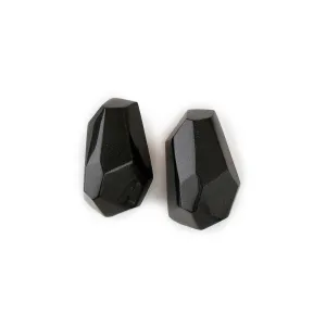 FACETED FREEFORM STUD EARRINGS BLACK RESIN