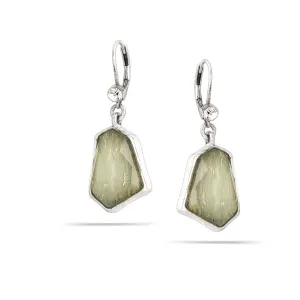 FACETED GREEN CRYSTAL  EARRINGS #251GR3601 (7A3)