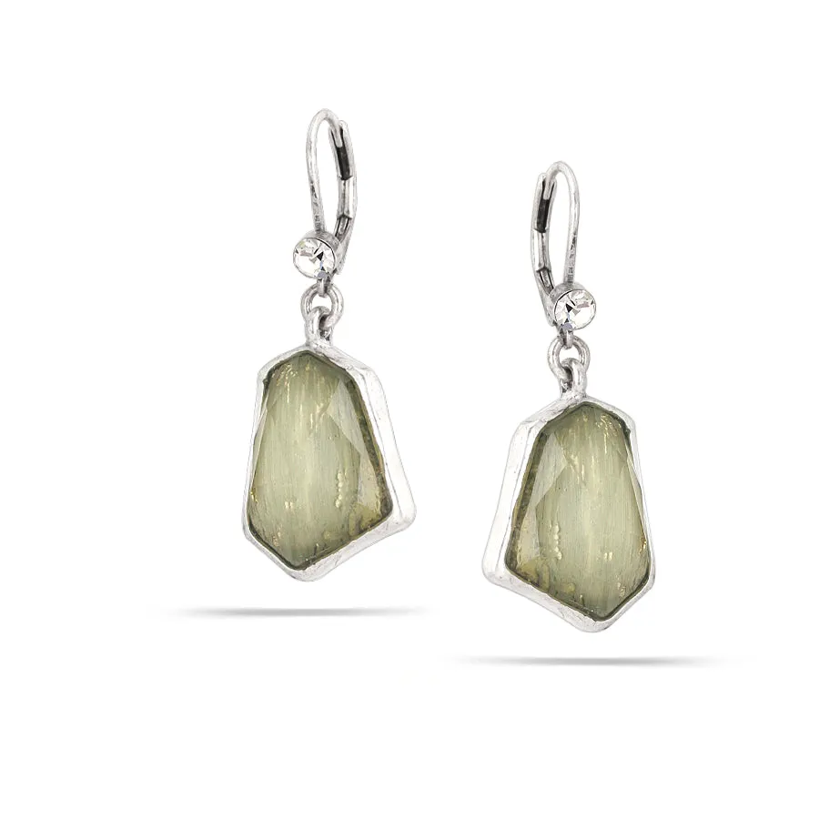 FACETED GREEN CRYSTAL  EARRINGS #251GR3601 (7A3)
