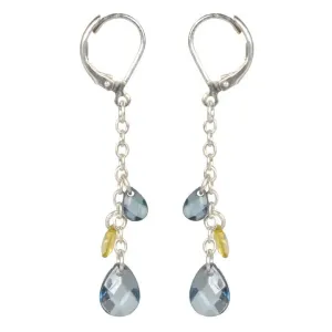 Faceted Teardrop Earrings - Blue & Yellow