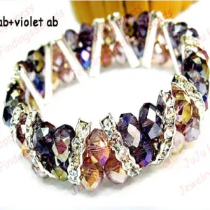 Fashion Handmade Round Crystal Glass Beads Stretchy Bracelets Purple And Violet Rondelle Beads Bracelets