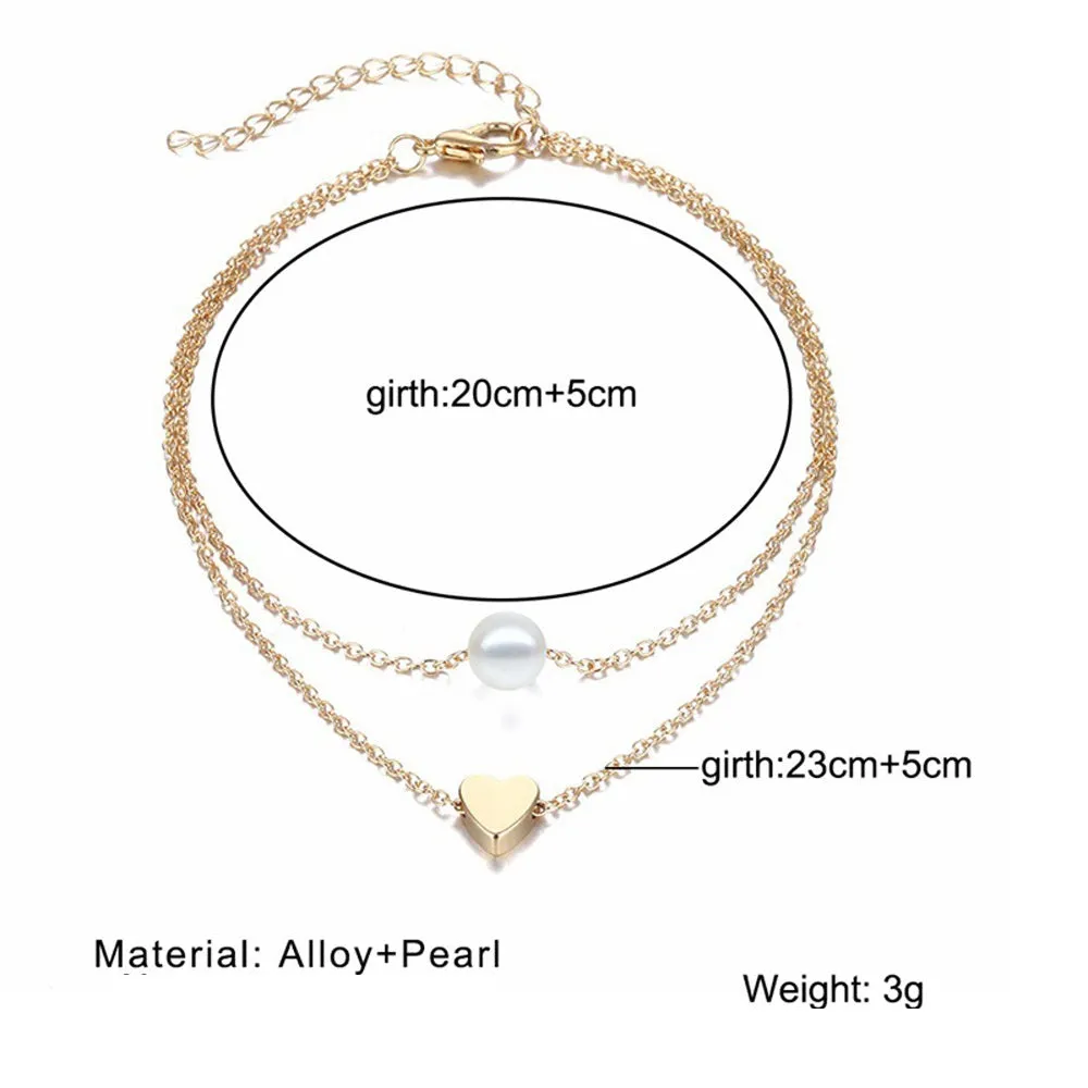 Fashion Heart Simple Anklet Bracelet
