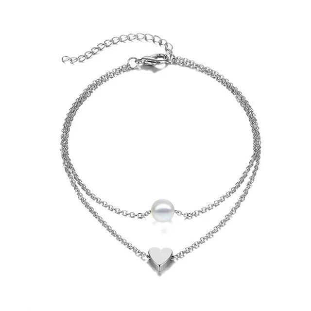 Fashion Heart Simple Anklet Bracelet