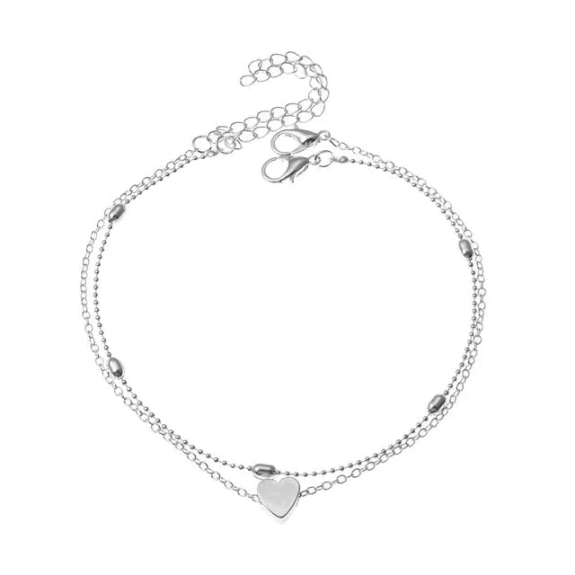 Fashion Heart Simple Anklet Bracelet