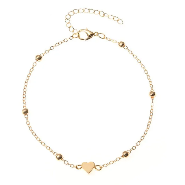 Fashion Heart Simple Anklet Bracelet