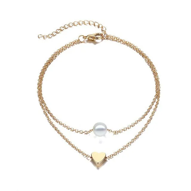 Fashion Heart Simple Anklet Bracelet