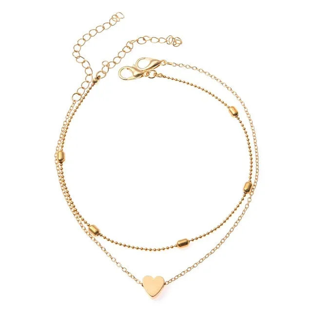 Fashion Heart Simple Anklet Bracelet