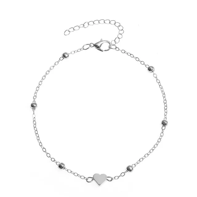 Fashion Heart Simple Anklet Bracelet