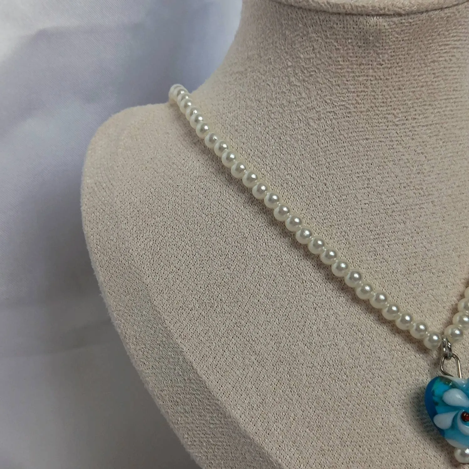 Faux Pearl Blue Bead Necklace - Pearl Jewellery,Blue Bead Necklaces,Blue Necklaces In The UK,Beaded Neclaces,Blue Bead Jewellery In The UK